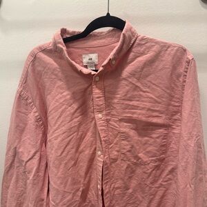 H&M Men's Casual Pink Button-Down Shirt